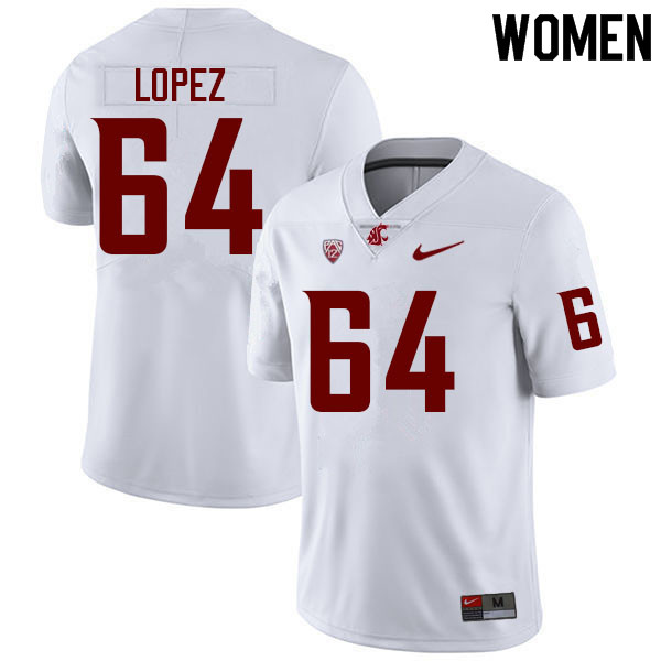 Women #64 Micah Lopez Washington State Cougars College Football Jerseys Sale-White - Click Image to Close